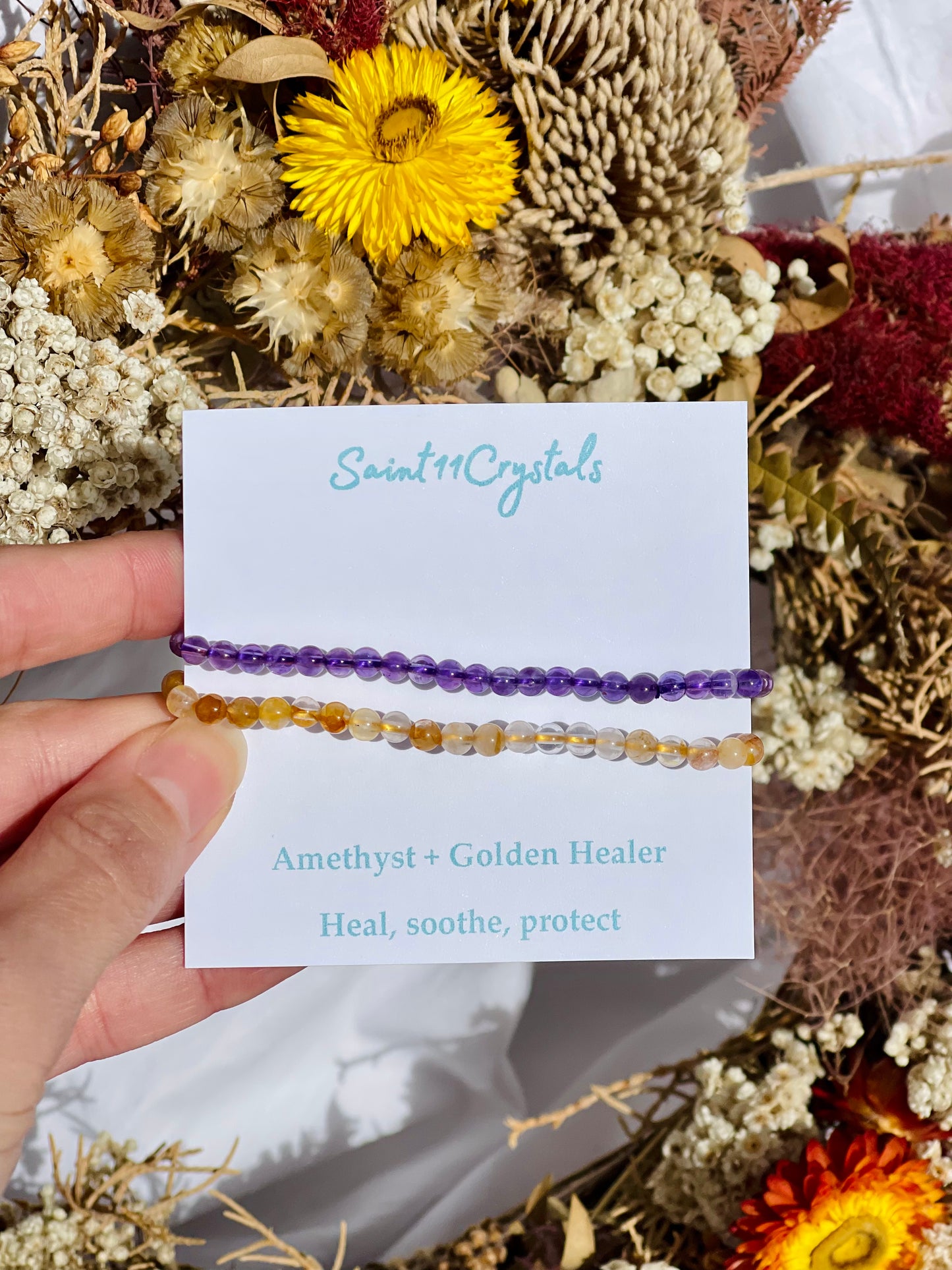 Bracelet Set | Amethyst & Golden Healer