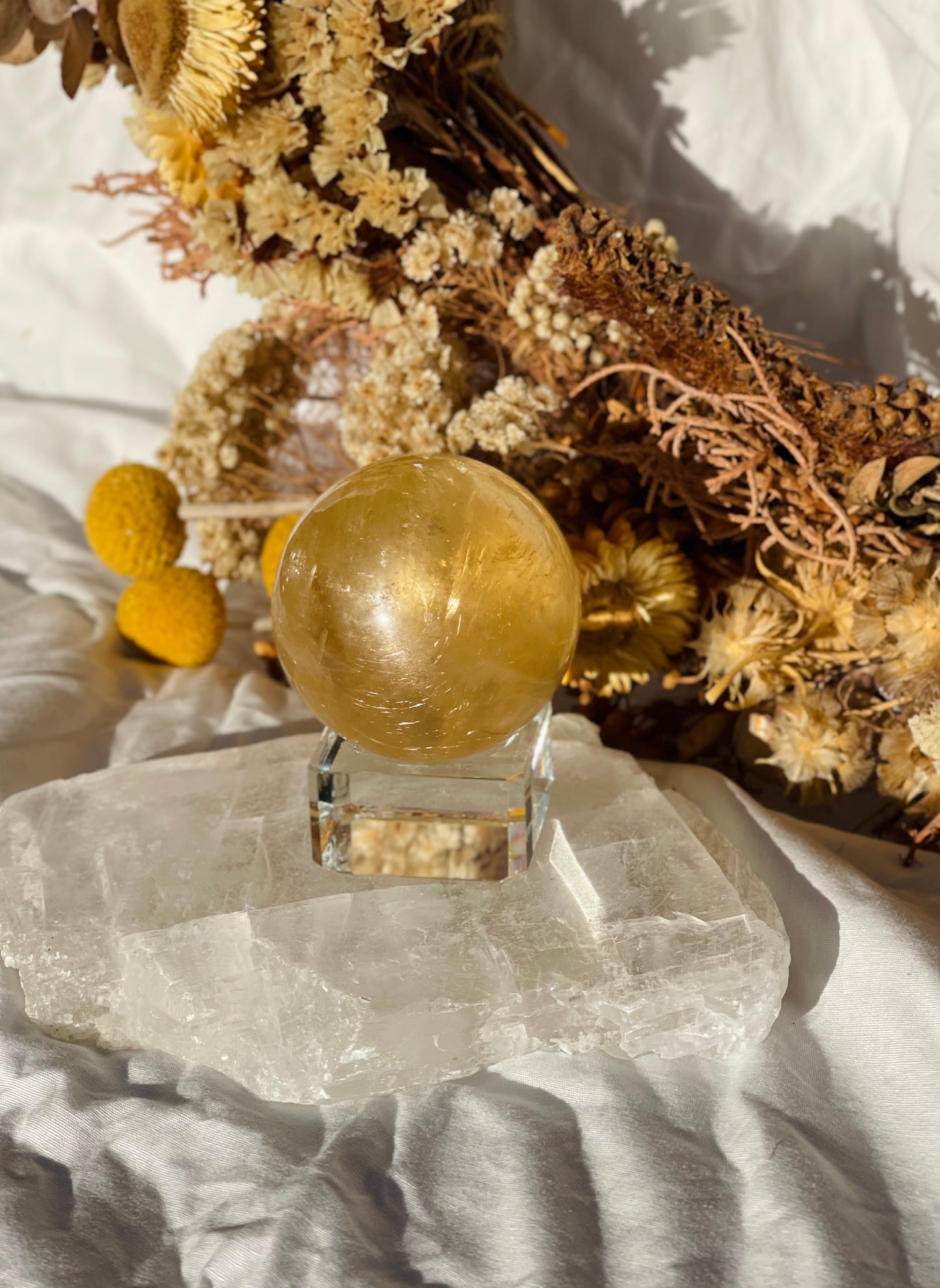 Honey Calcite Sphere