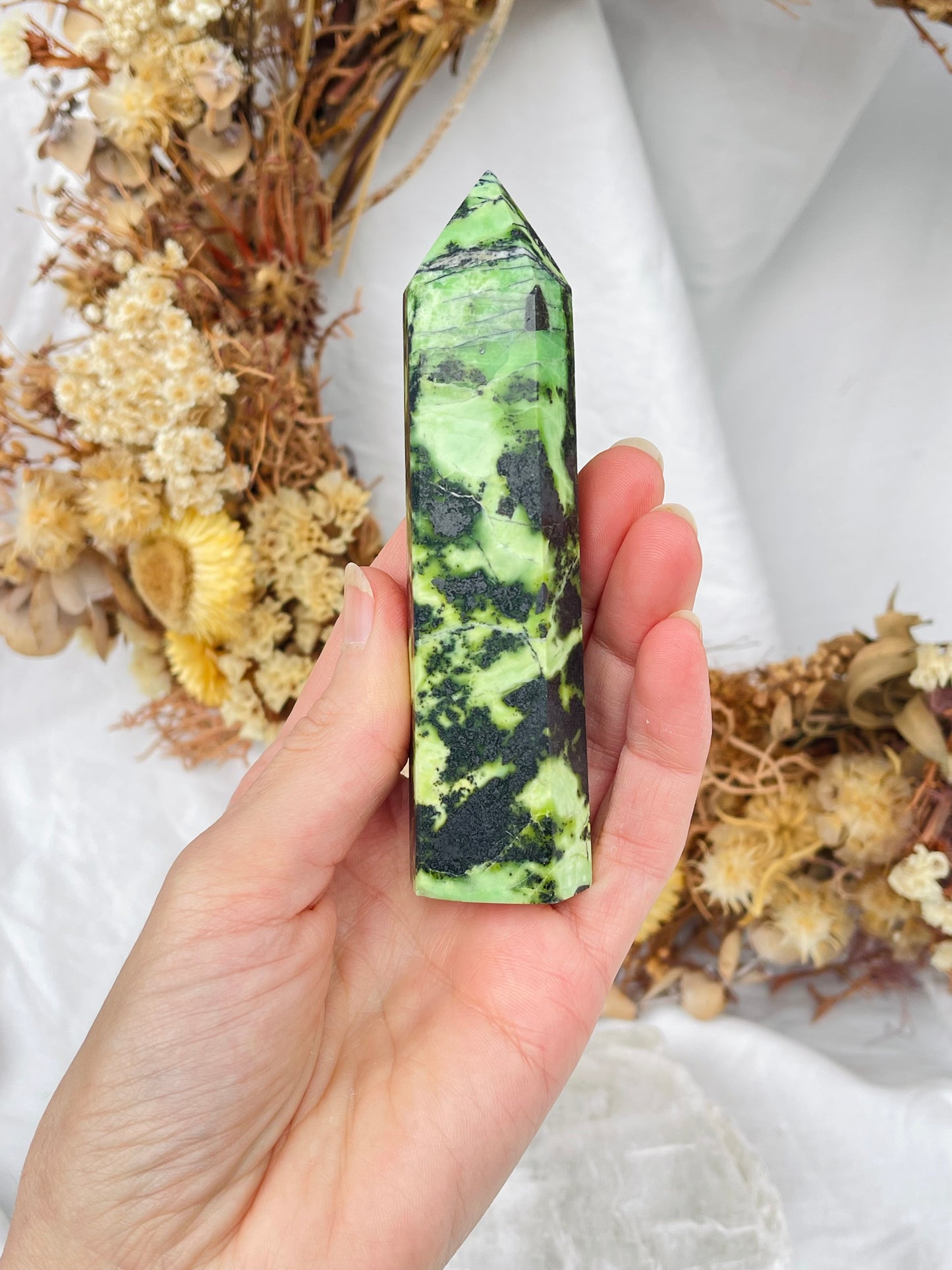 Green Opal & Hematite Point #3