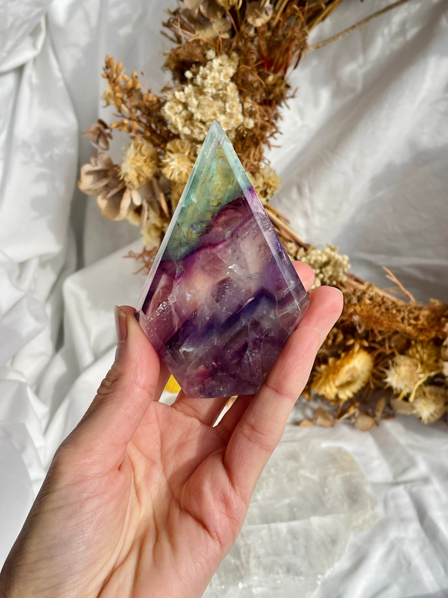 Rainbow Fluorite Diamond Point #1