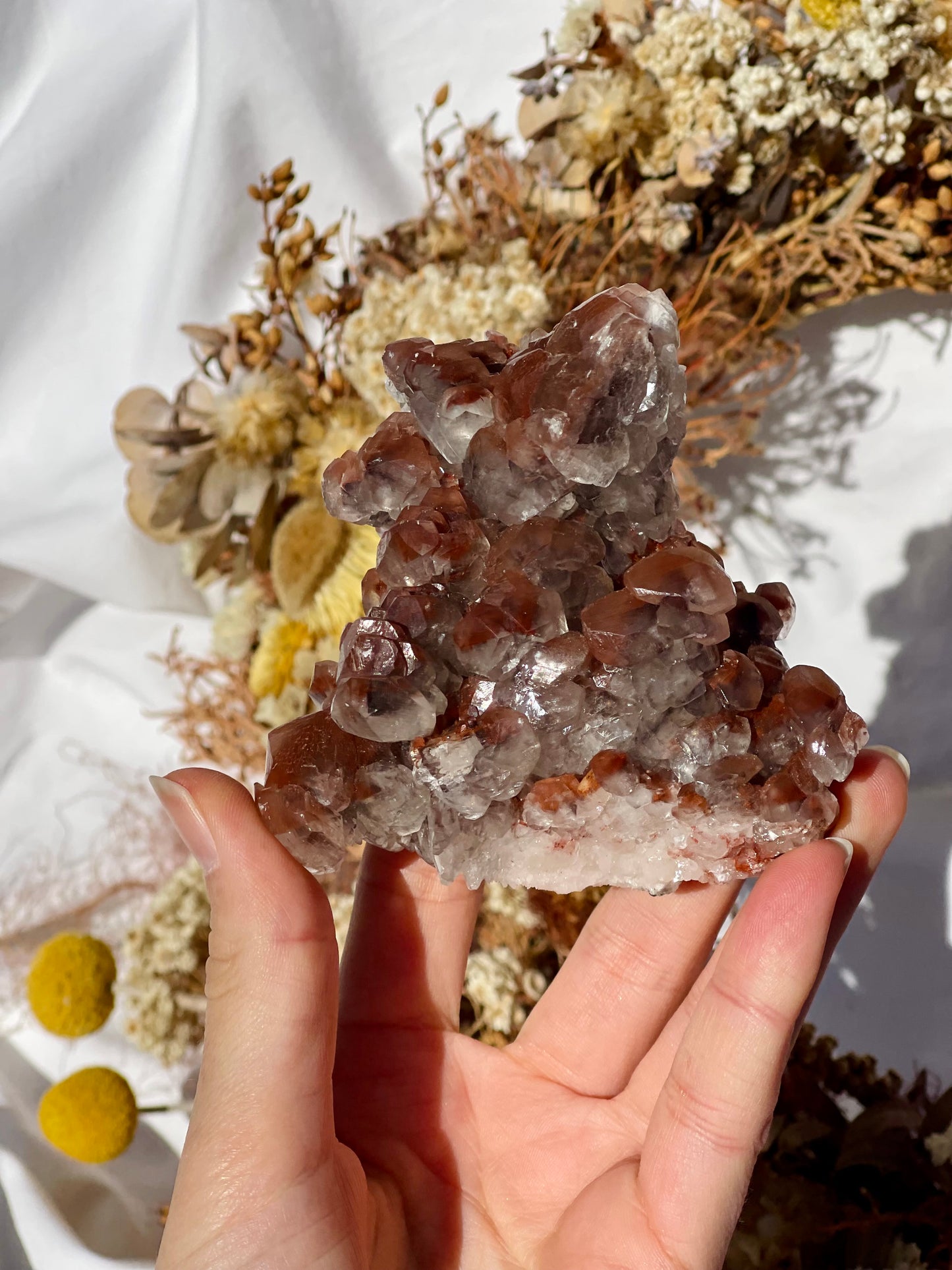 Red Phantom Pagoda Calcite Specimen