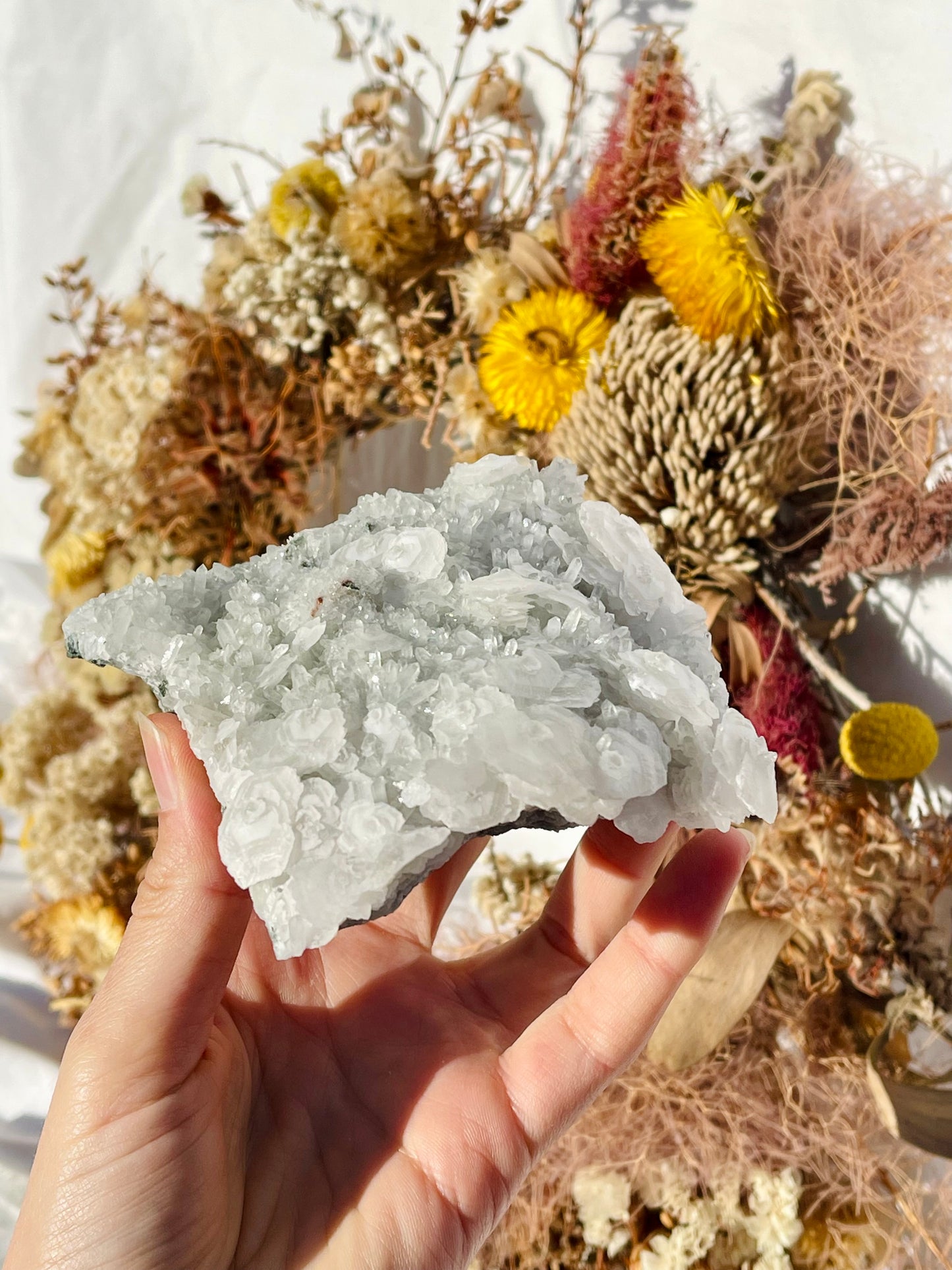 Pagoda Calcite With Quartz Cluster