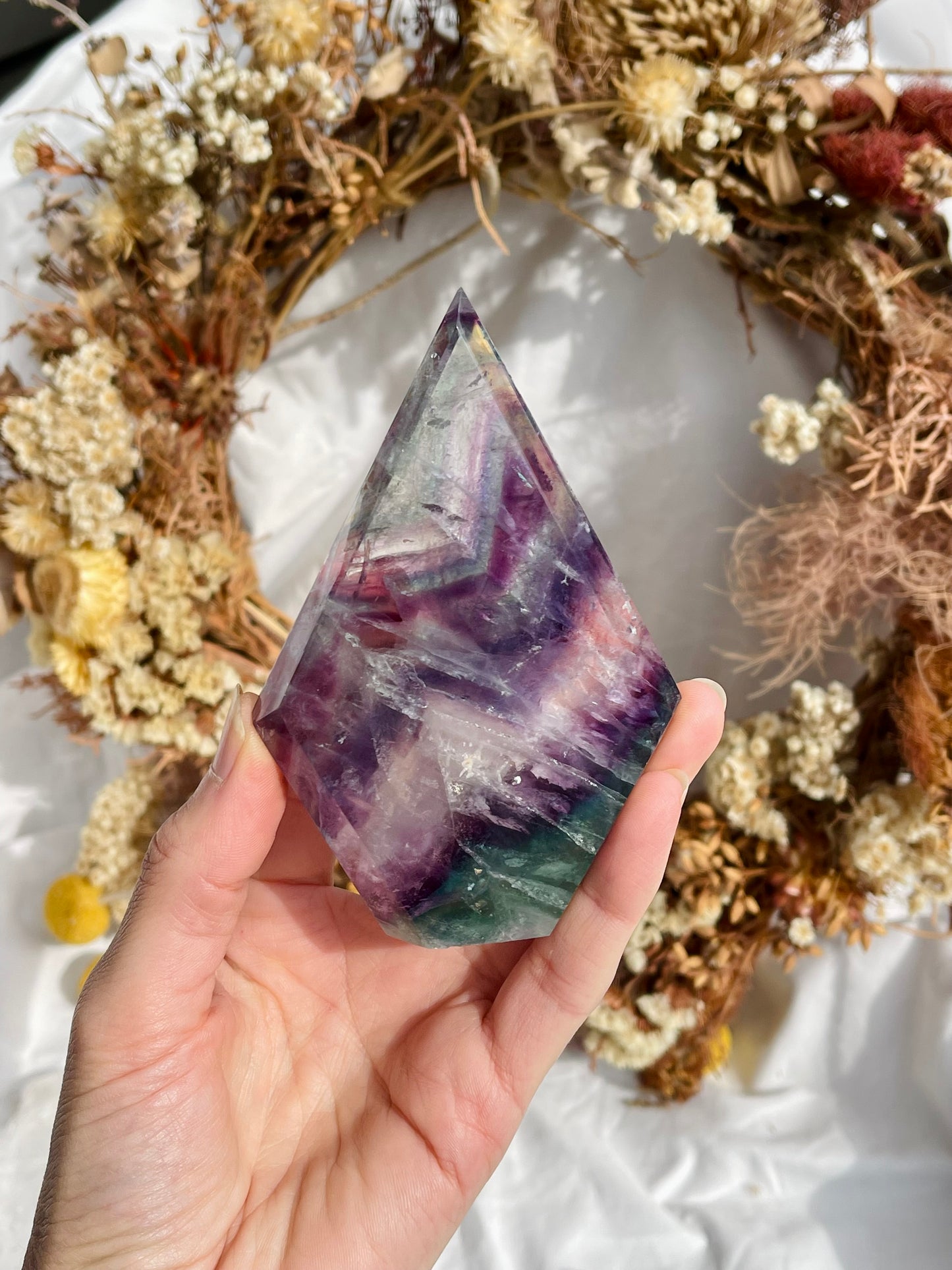 Rainbow Fluorite Diamond Point #2