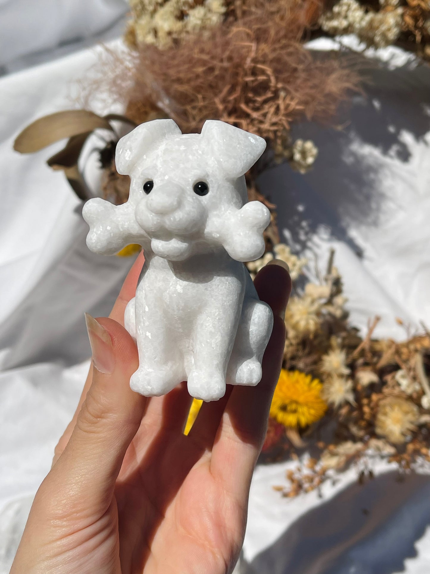 White Jade Dog With Bone