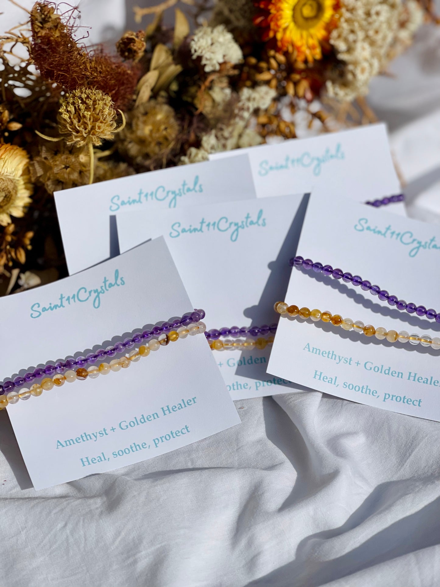 Bracelet Set | Amethyst & Golden Healer