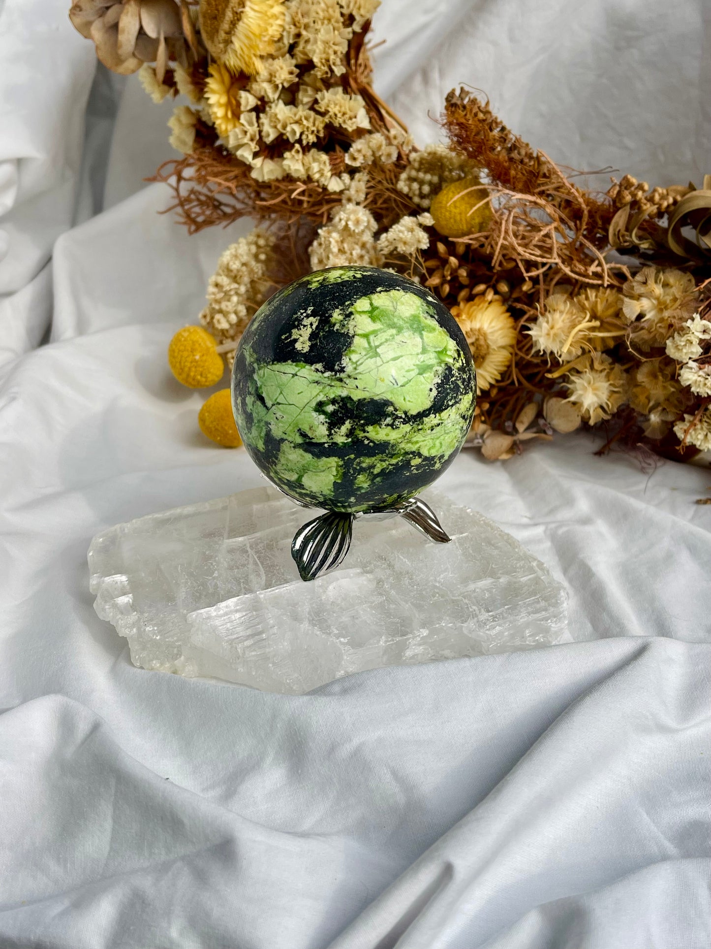 Green Opal & Hematite Sphere
