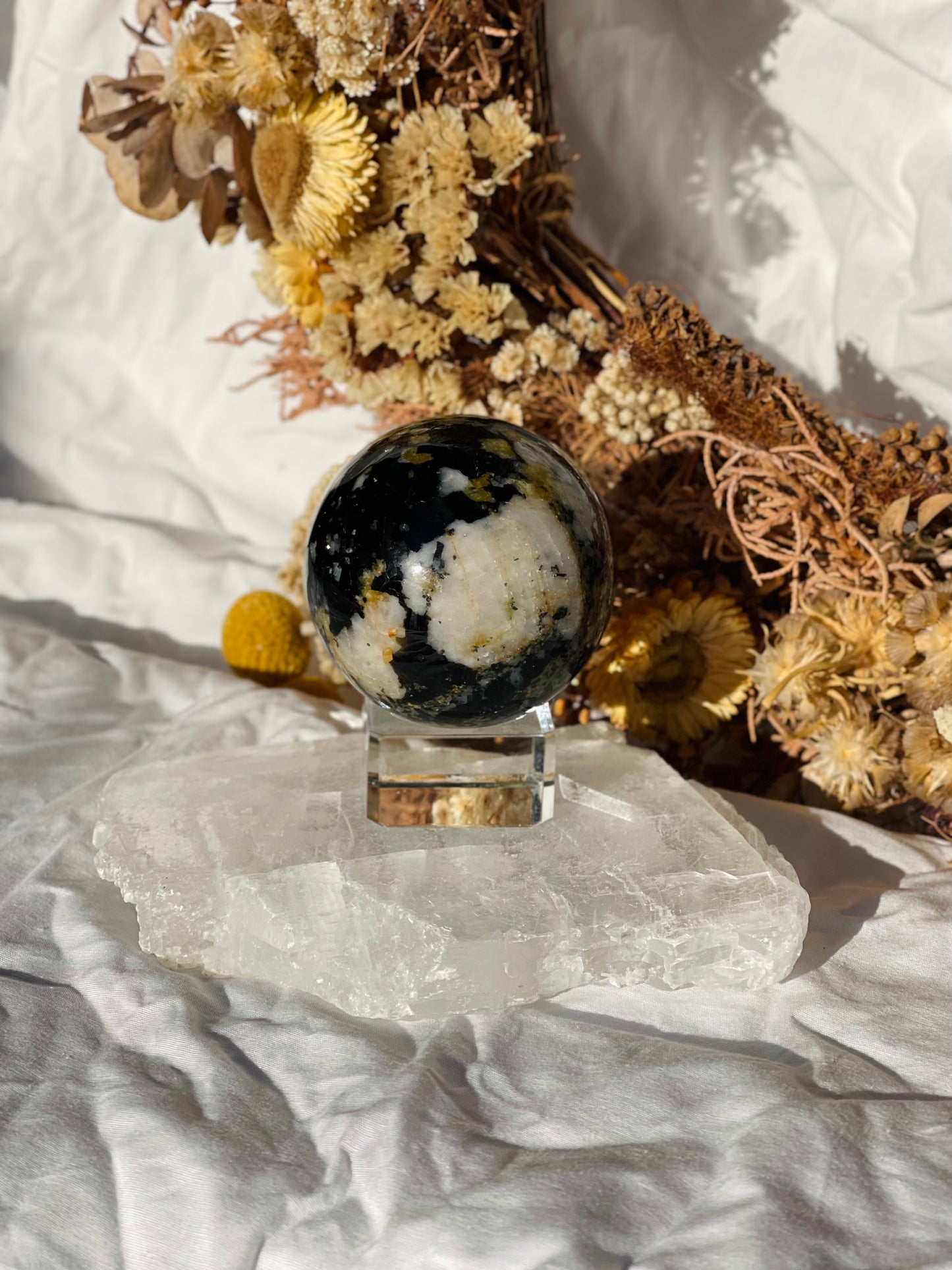 Yellow Tourmaline | Black Tourmaline | Mica | Quartz Sphere
