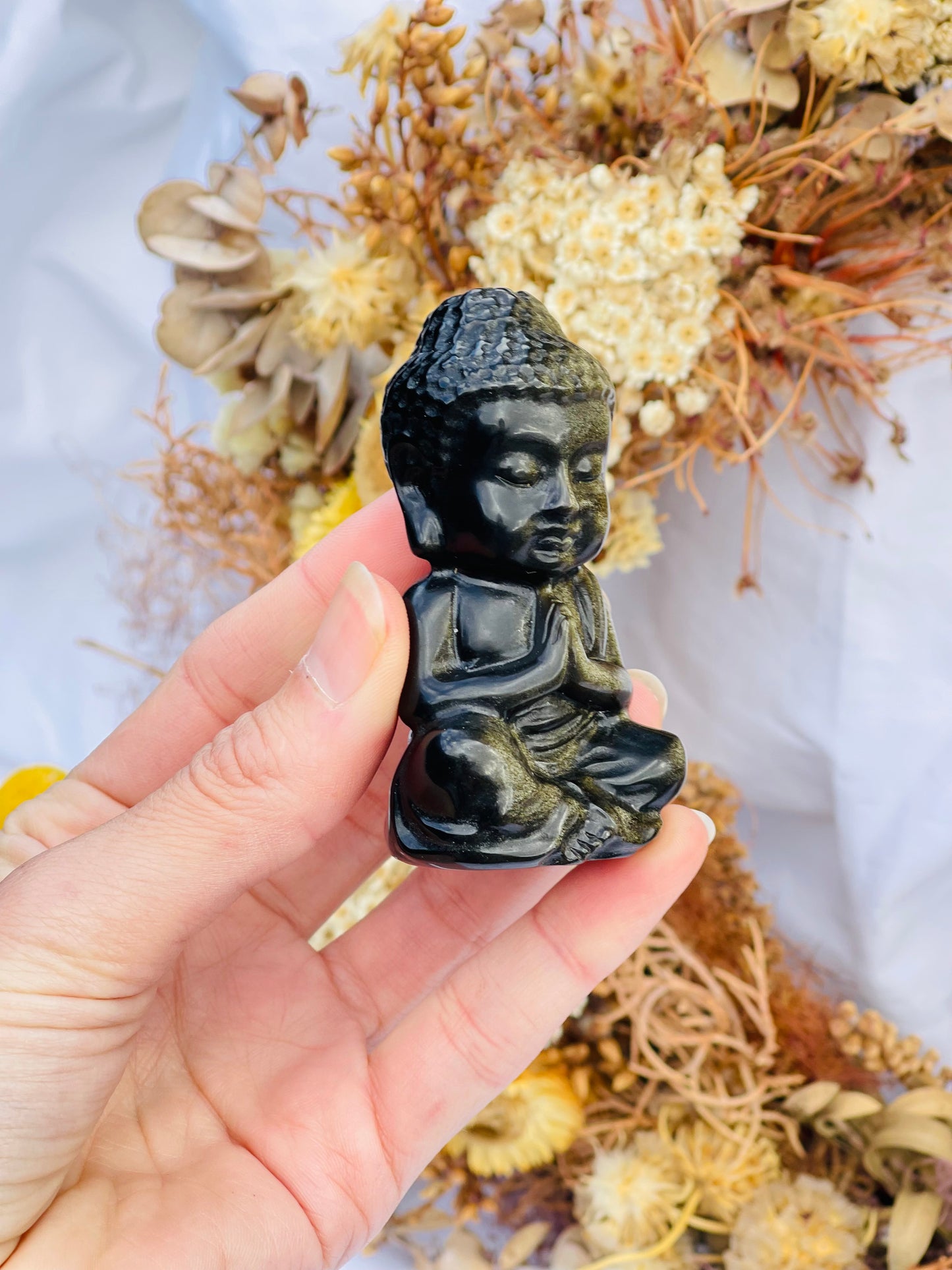 Gold Sheen Obsidian Buddha