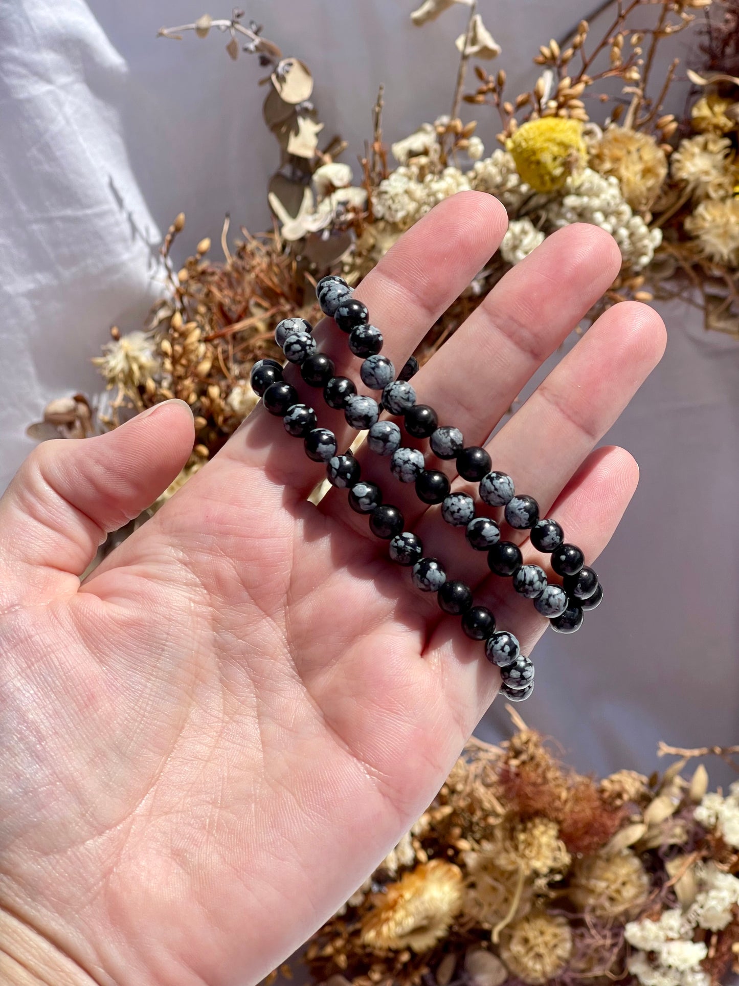 Snowflake Obsidian Bracelet | Medium Bead