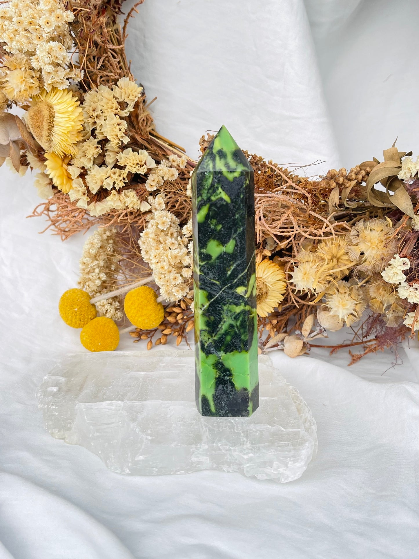 Green Opal & Hematite Point #2