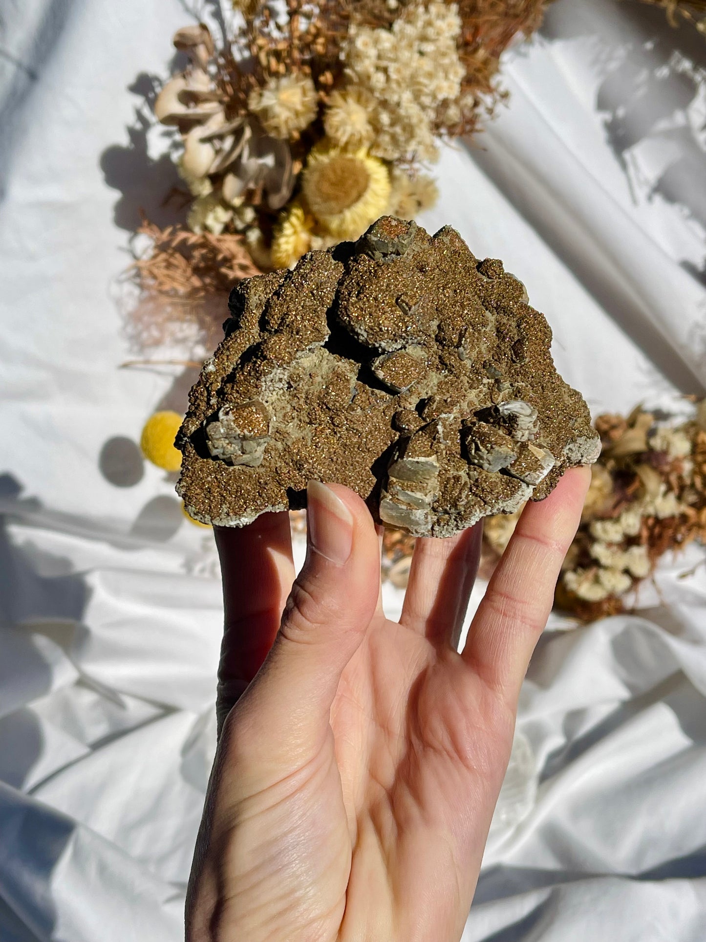 Pyrite Over Calcite Specimen