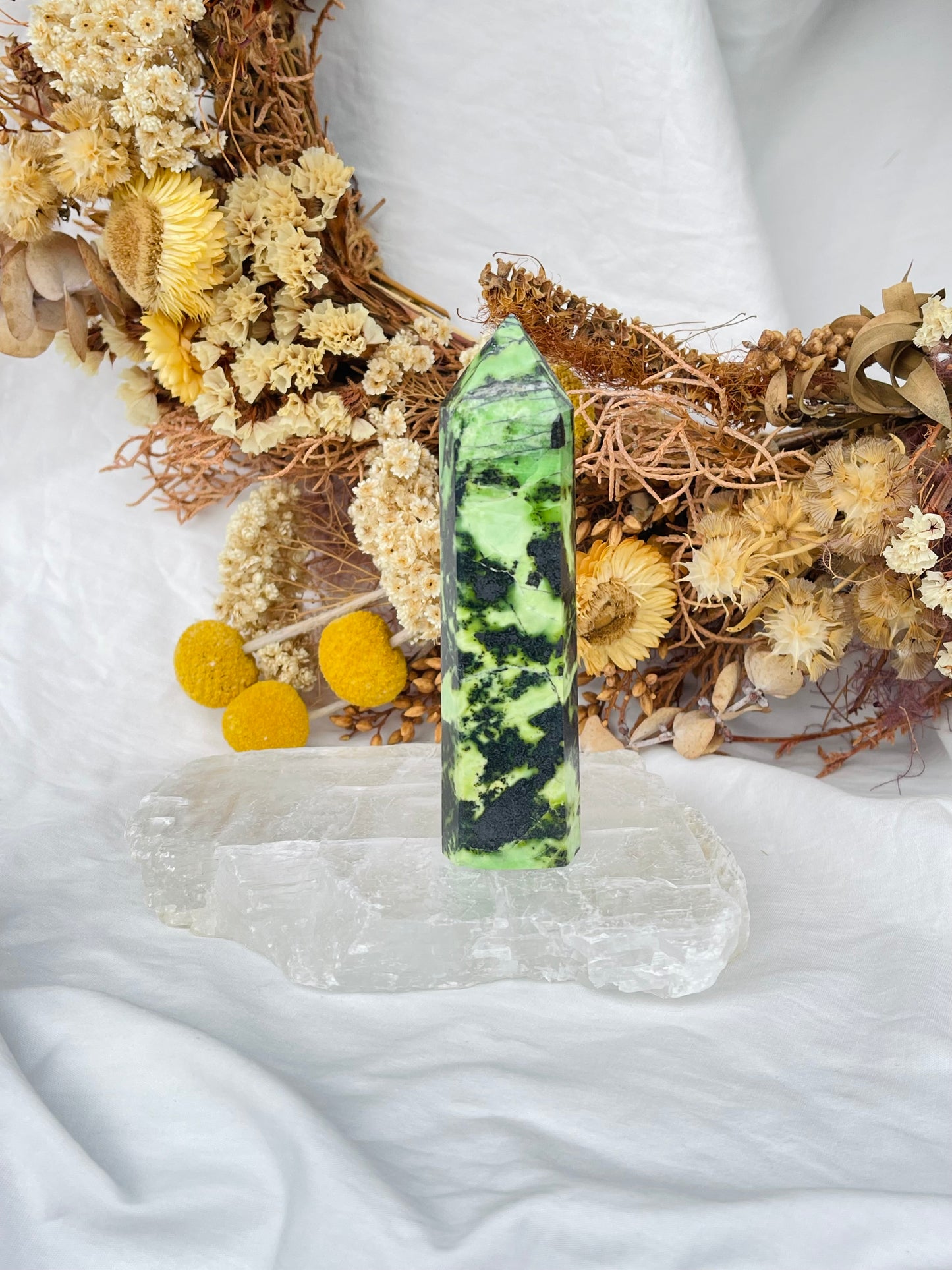 Green Opal & Hematite Point #3