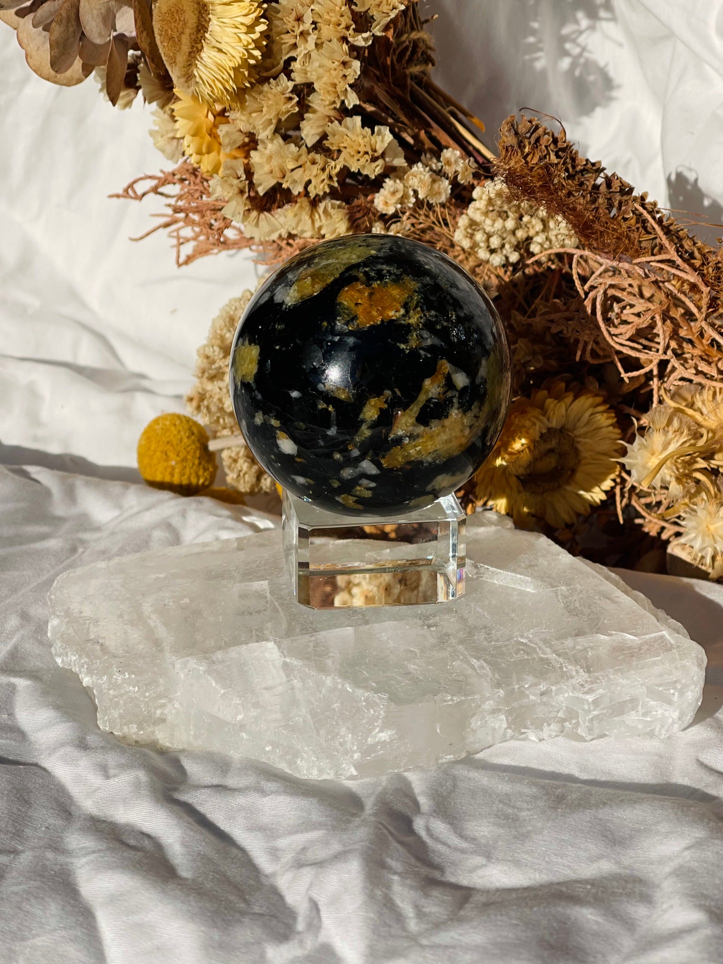 Yellow Tourmaline | Black Tourmaline | Mica | Quartz Sphere