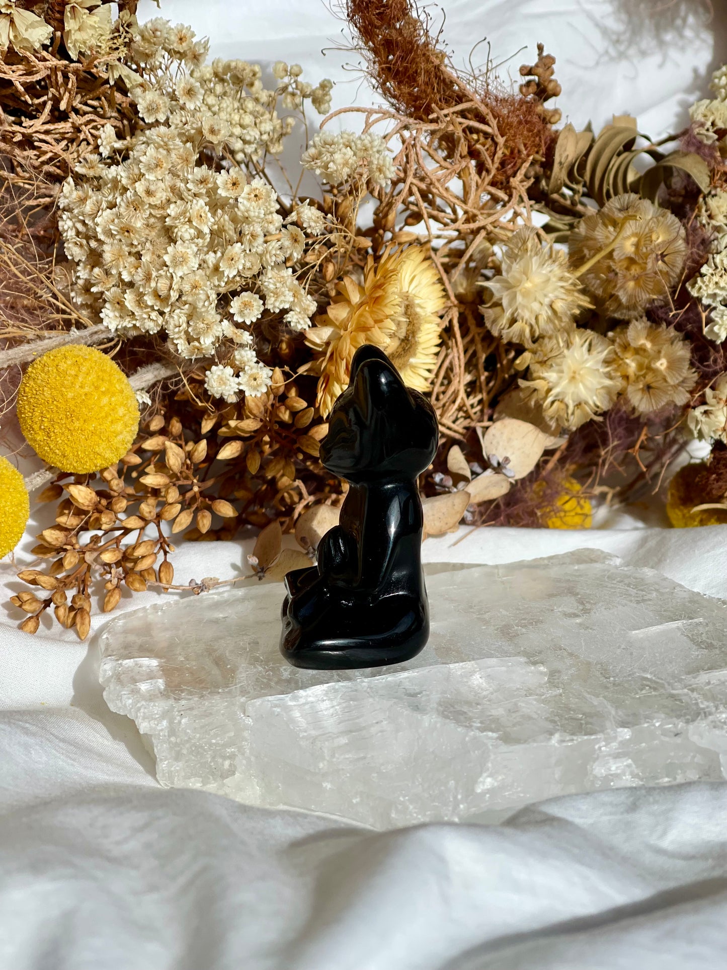 Black Obsidian Namaste Cat