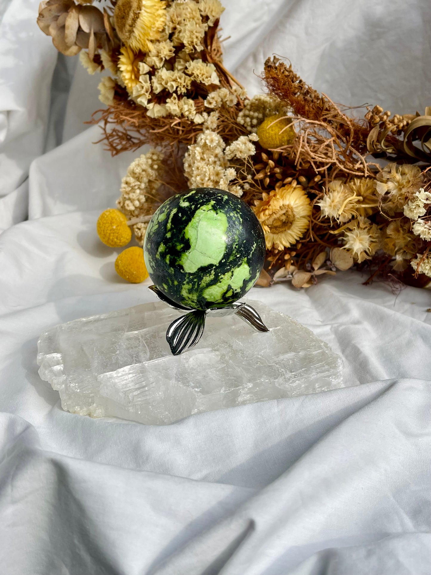 Green Opal & Hematite Sphere