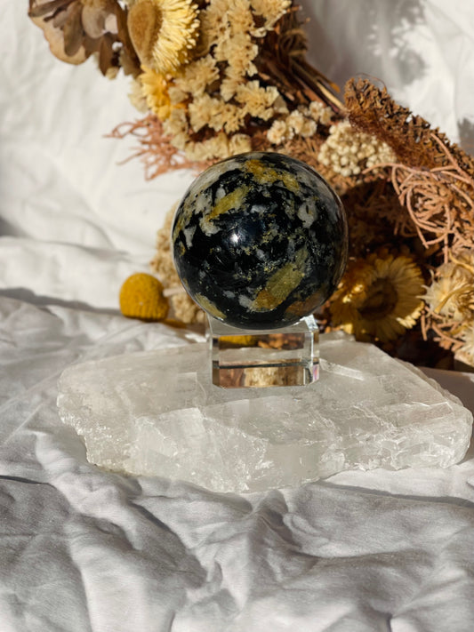 Yellow Tourmaline | Black Tourmaline | Mica | Quartz Sphere