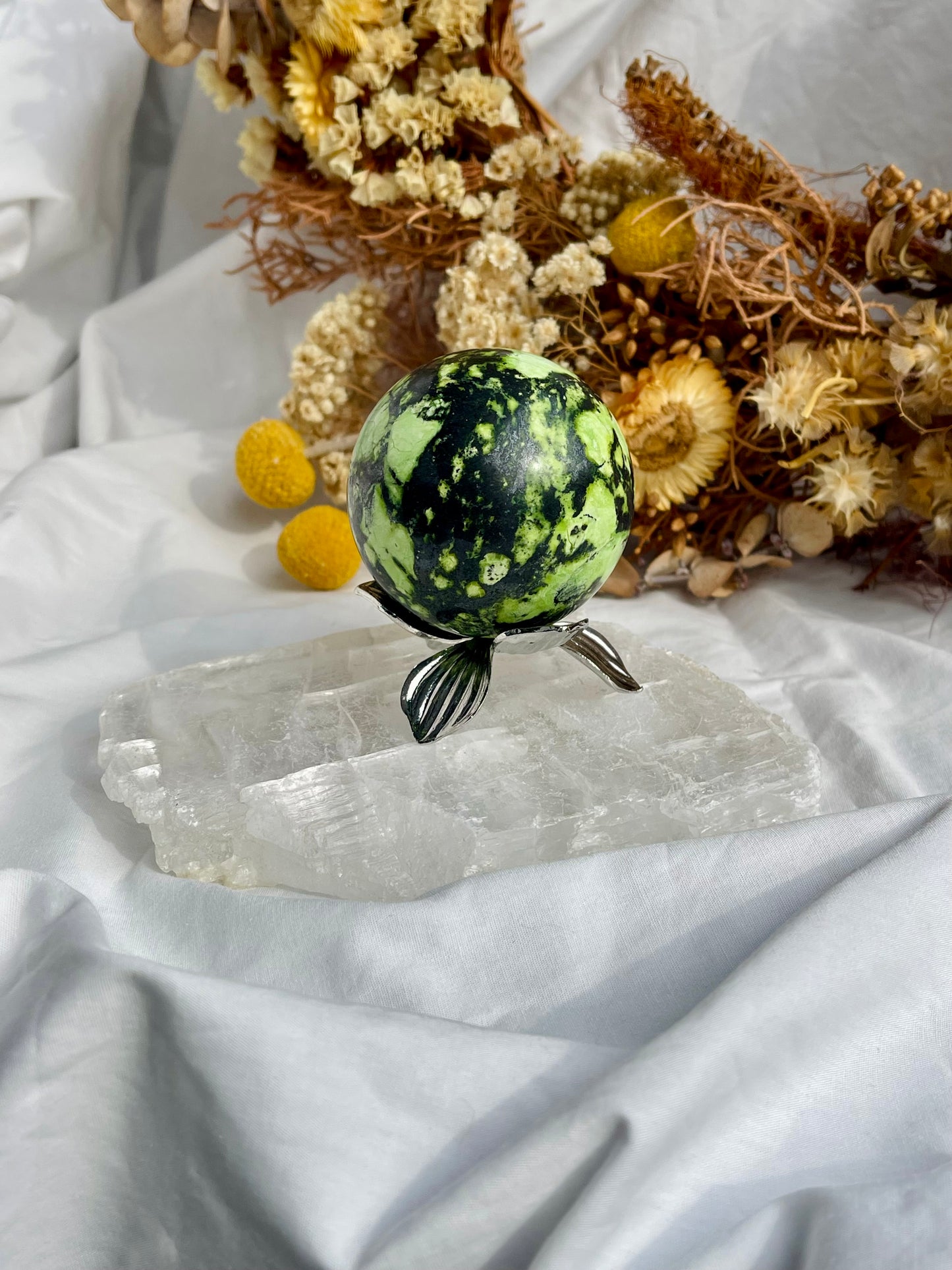 Green Opal & Hematite Sphere