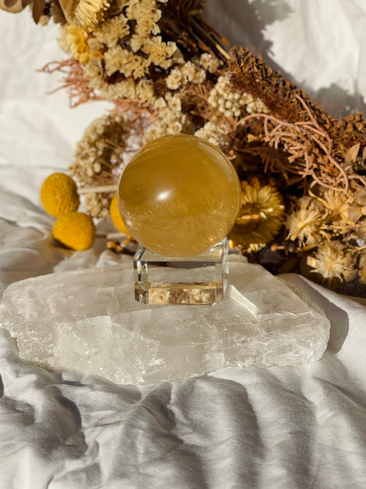 Honey Calcite Sphere