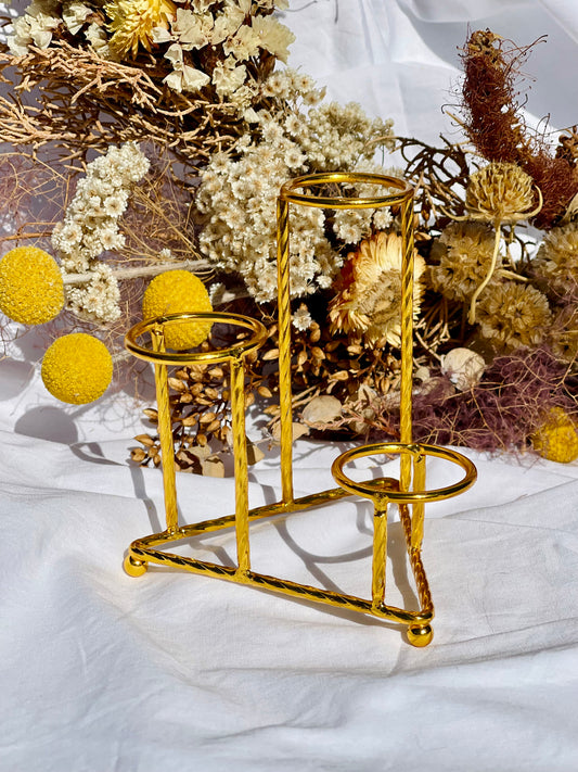 3 Sphere Stand | Twisted Gold