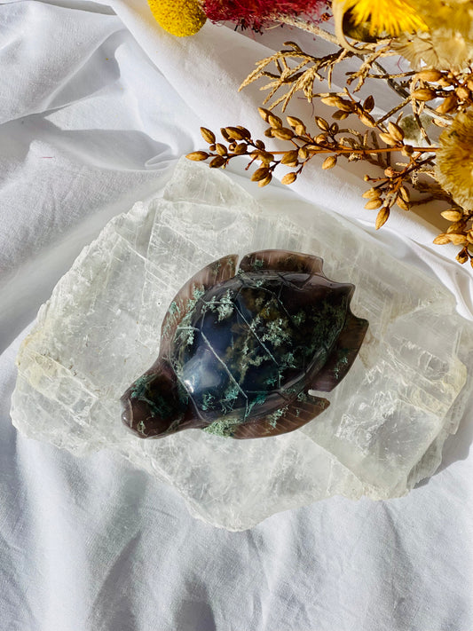 Green Moss Agate Sea Turtle