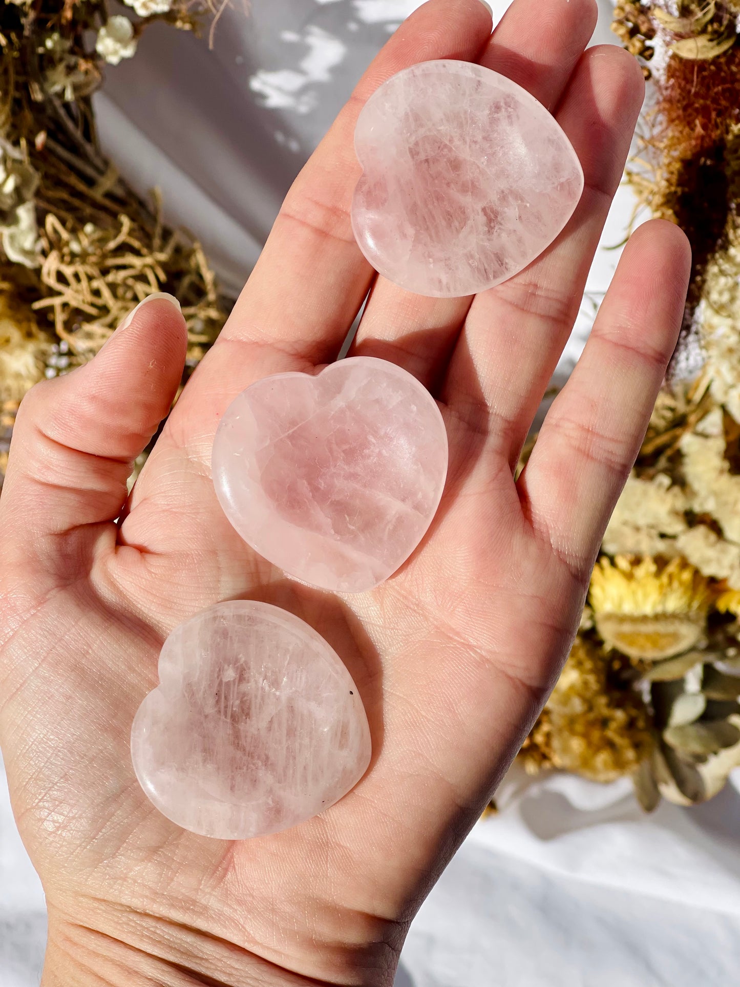 Rose Quartz Heart Worry Stone