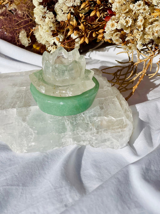 Clear Quartz / Green Aventurine Lotus