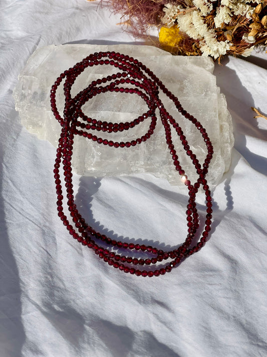 Garnet Faceted Wrap Bracelet