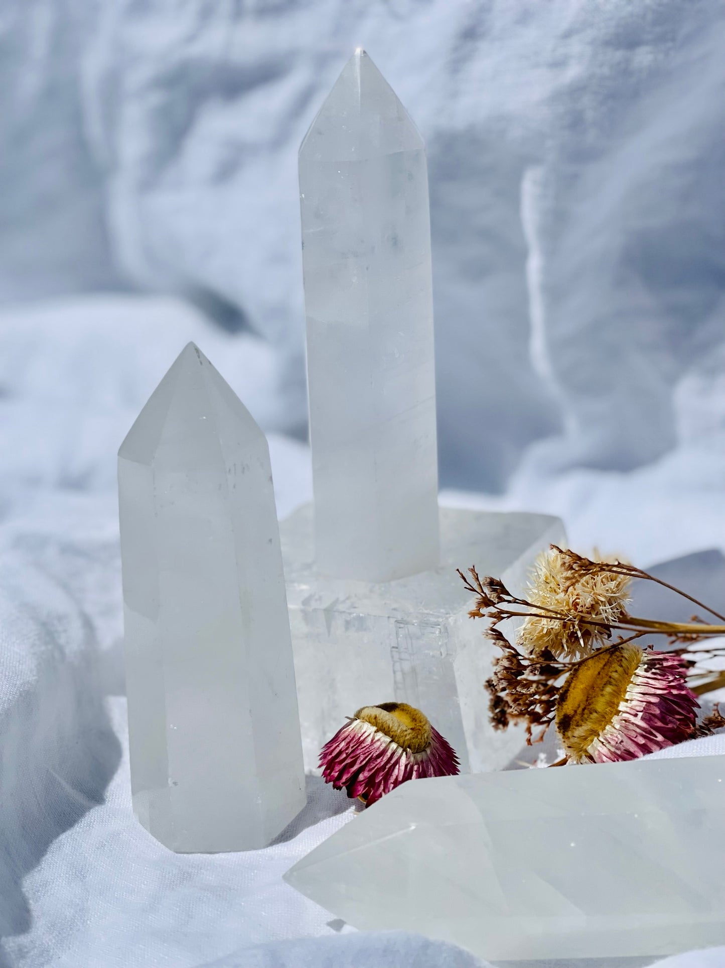 White Calcite Points