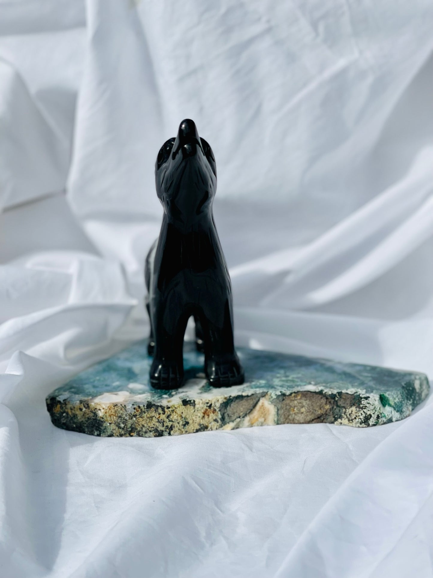 Black Obsidian Standing Wolf