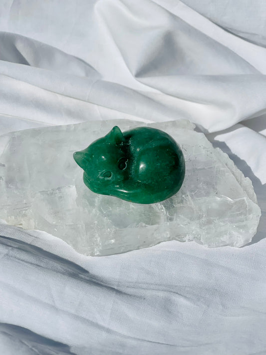 Green Adventurine Sleeping Cat