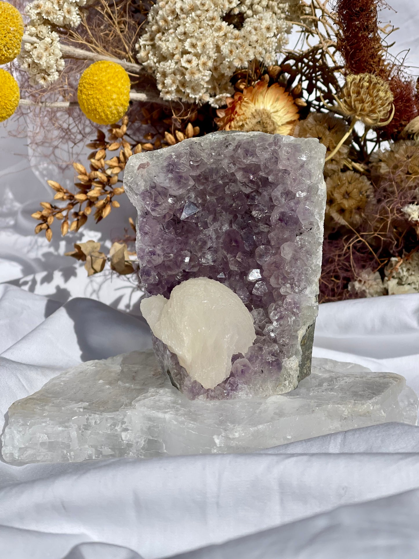 Amethyst With Calcite Cluster