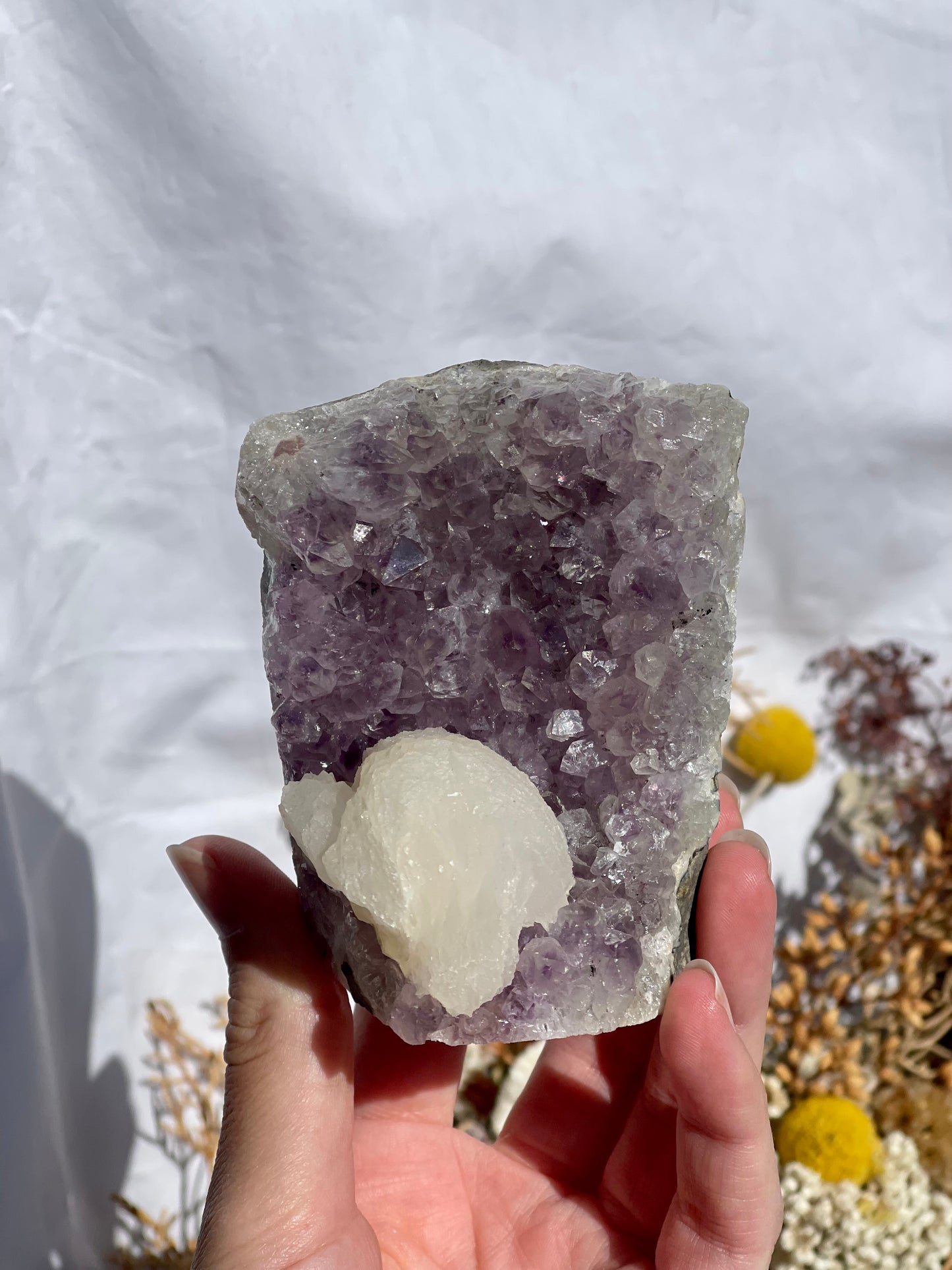 Amethyst With Calcite Cluster
