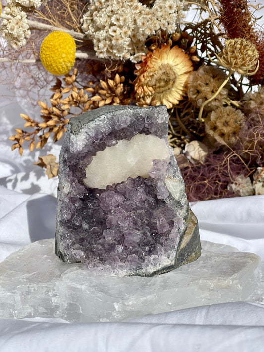 Amethyst With Calcite Cluster