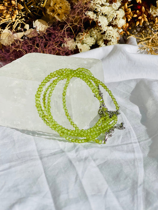 Peridot Faceted Bead Bracelet