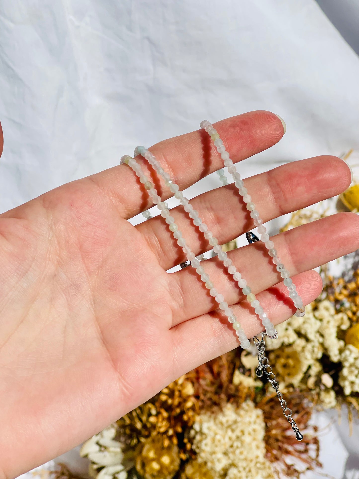 Morganite Faceted Bead Bracelet