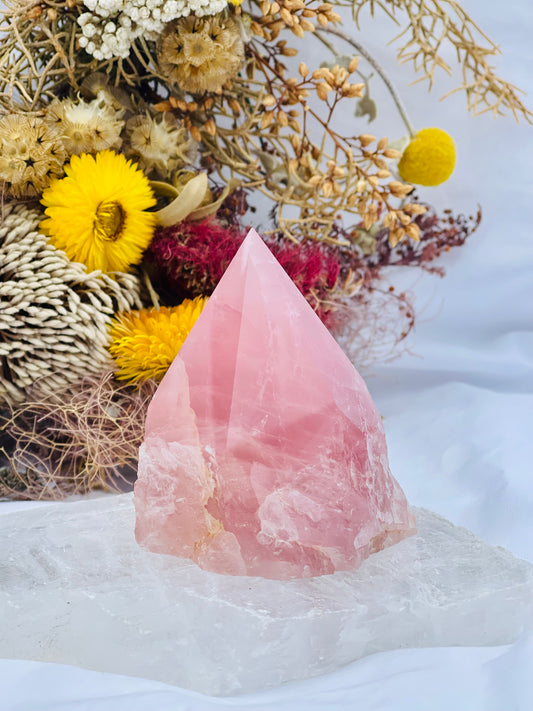 Rose Quartz Half Polished point #A