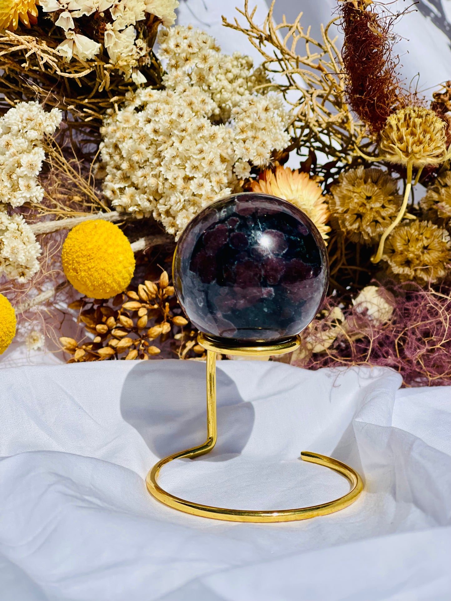 Astrophyllite & Garnet Sphere