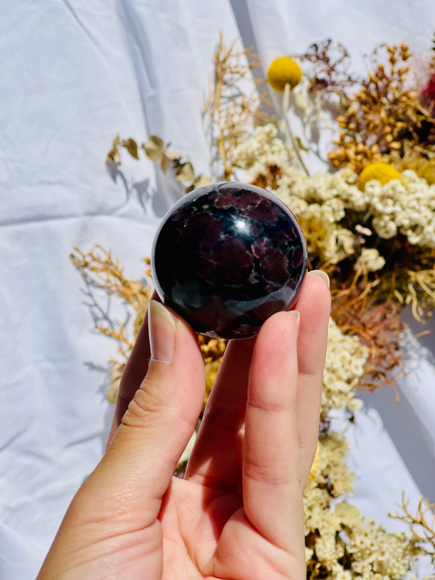 Astrophyllite & Garnet Sphere