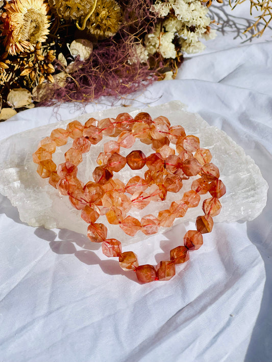 Fire Quartz Faceted Bracelet