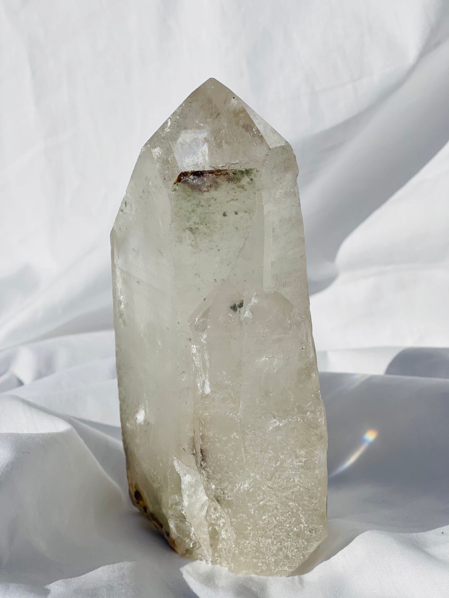Natural Quartz Point With Chlorite Inclusions
