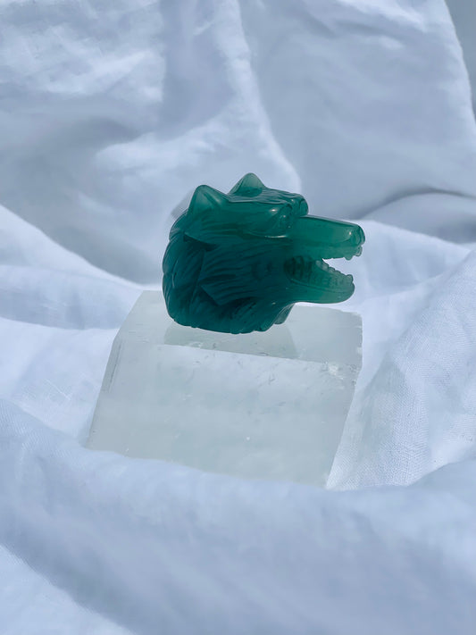 Green Adventurine Wolf Head