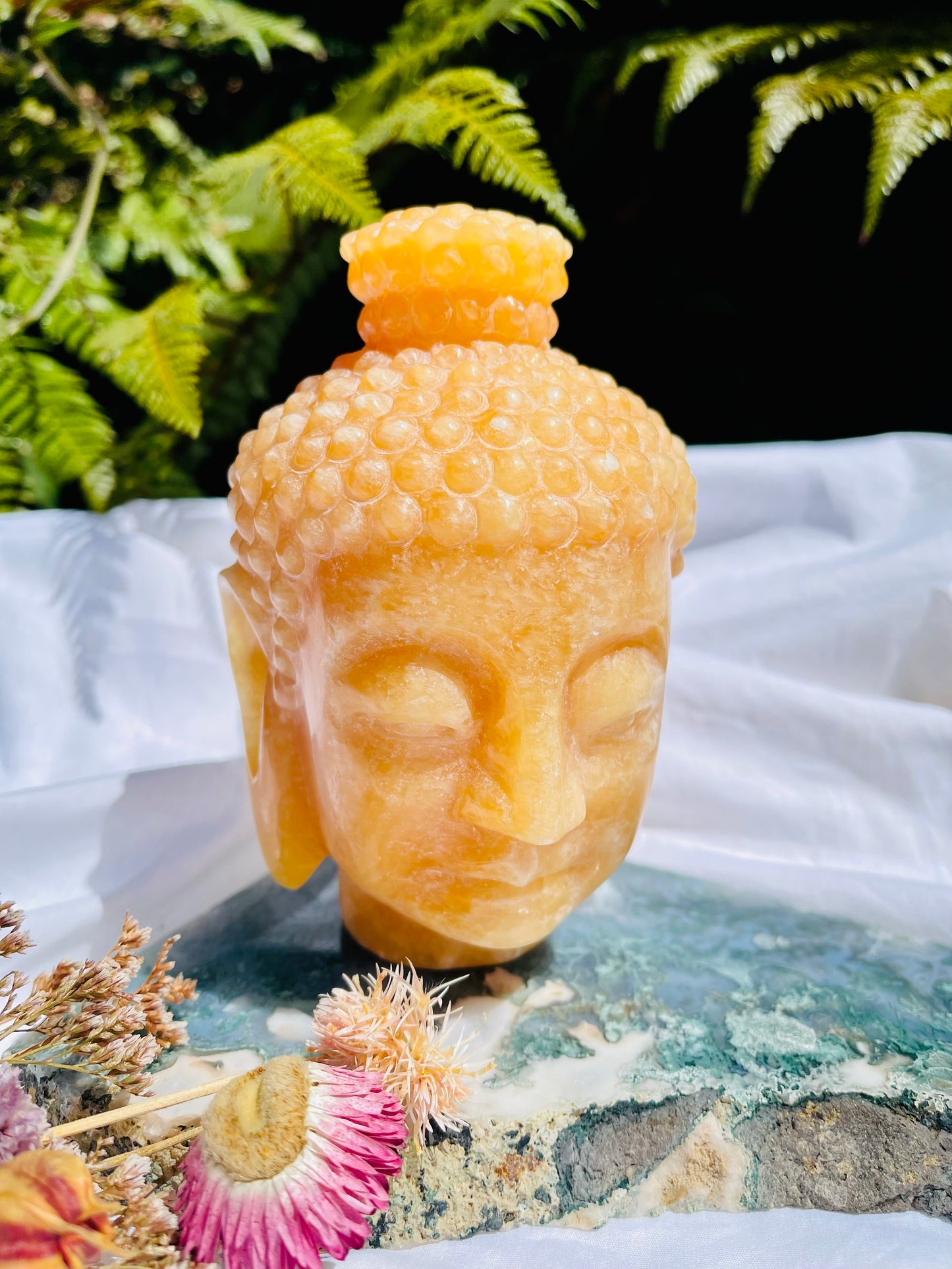 Yellow Calcite Buddha Head