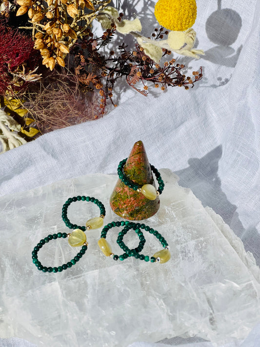 Malachite With Mica Heart Ring